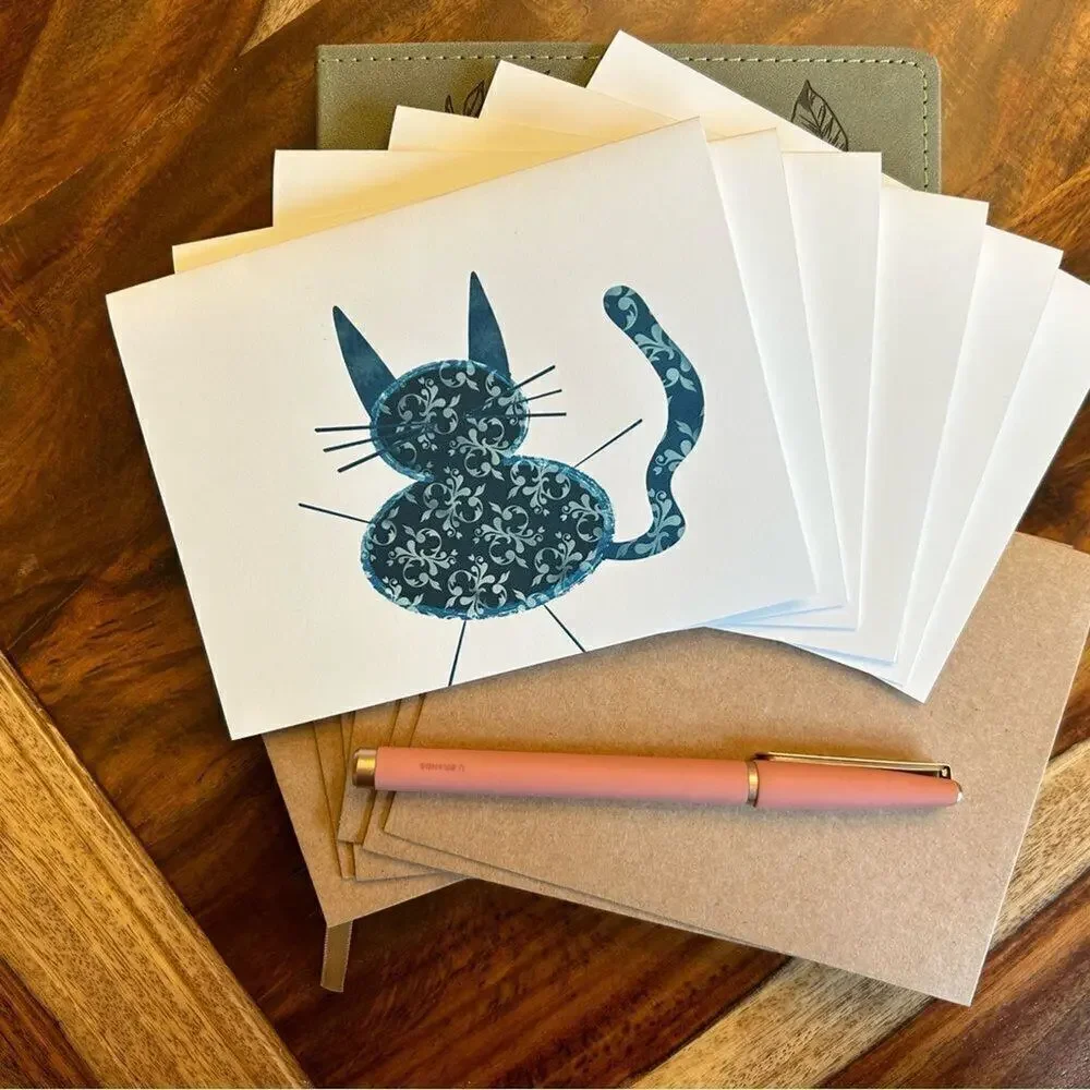 NWT Greeting Cards Blank Cards Cat Lover Blank Notes Set of 6 Handcrafted Cards